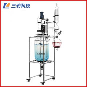 S212-30L雙層玻璃反應(yīng)釜	防爆變頻器30升玻璃反應(yīng)器
