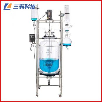S212-100L雙層玻璃反應(yīng)釜 制藥廠中試型100升玻璃反應(yīng)器