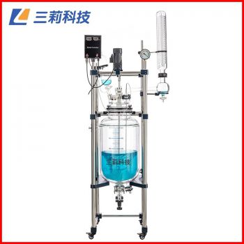 S212-20L雙層玻璃反應(yīng)釜	噴四氟防腐20升玻璃反應(yīng)器